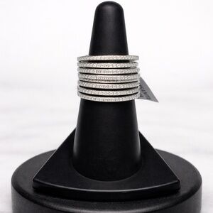 925 Sterling Silver 4.00CT MOISSANITE 7 Days Stacking Rings size 6